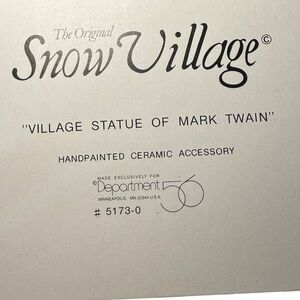 Snow Village Ceramic Statue of Mark Twain